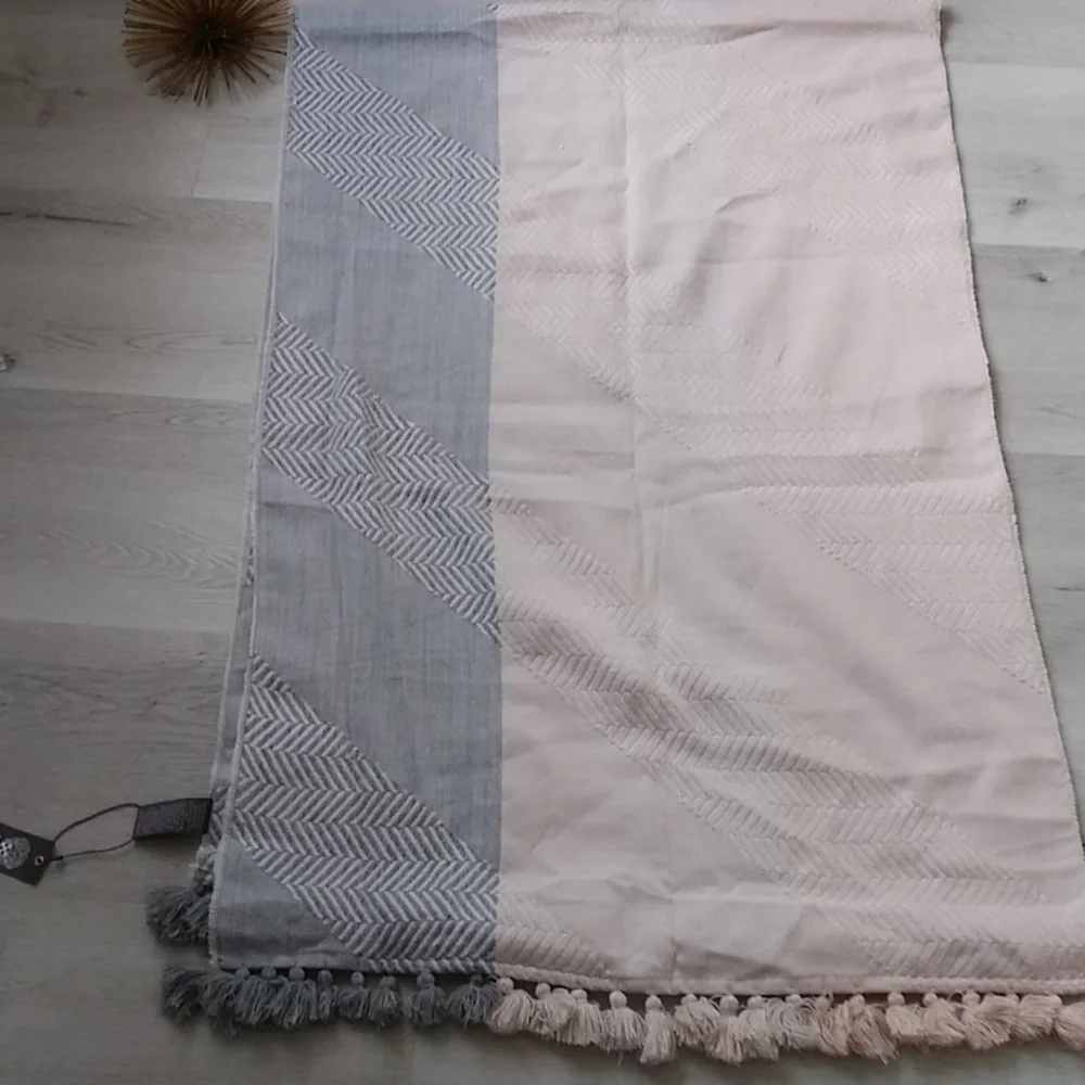 Vince Camuto pale‎ Pink and Grey Scarf pom pom pom